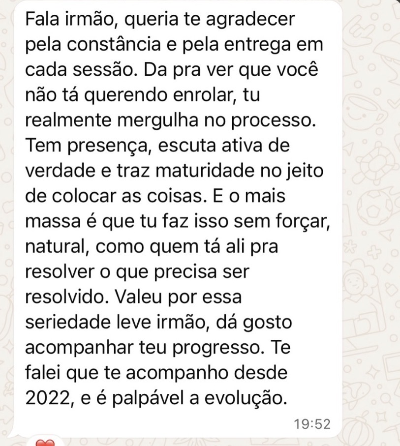 Relato de paciente enviado por mensagem